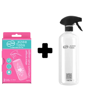 EzeeTabs allesreiniger starterset - verpakking met twee tabs en herbruikbare fles